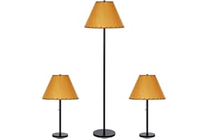 HOMECONCEPT Catalina Lodge Cabin 3-Piece Floor and Table Lamp Combo Set, Rustic Bronze Metal Finish