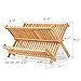 Natural Bamboo Dish Drying Rack, SZUAH Collapsible Dish Plate Drainer Rack, 2-Tier Dish Drying Holder, with 19 Slats