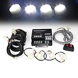 Xprite 120W 4 LED Bulbs Hide-A-Way Emergency Hazard Warning Strobe Lights - White