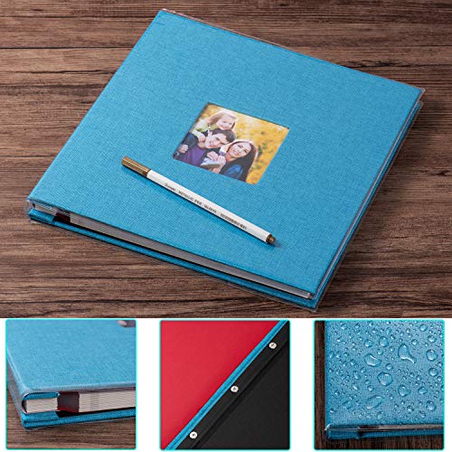 Self Adhesive Photo Album HoneyTolly Magnetic Scrapbook Album Length 11 x Width 10.6 (Inches) 40 Pages Linen Hardcover DIY Memory Anniversary Book with A Metallic Pen and DIY Accessories Kits (Blue) - Thumbnail 2