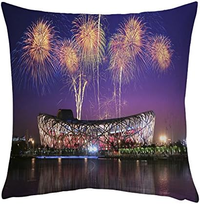 Lnellsmich Throw Pillow Covers Gorgeous fireworks Standard Size 20x20 Inch Sofa Decorative Ln108