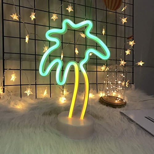 Neon Signs LED Decor Night Light Wall Decor for Christmas Decoration Birthday Party Home LED Decorative Lights Wedding Event Banquet Party Decor, Battery and USB Power (Coconut Tree with Holder)