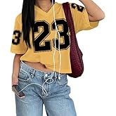 Jersey Shirts for Women Mesh Crop Sports Tshirts V-Neck Short Sleeve T-Shirt Number Casual Streetwear Tops