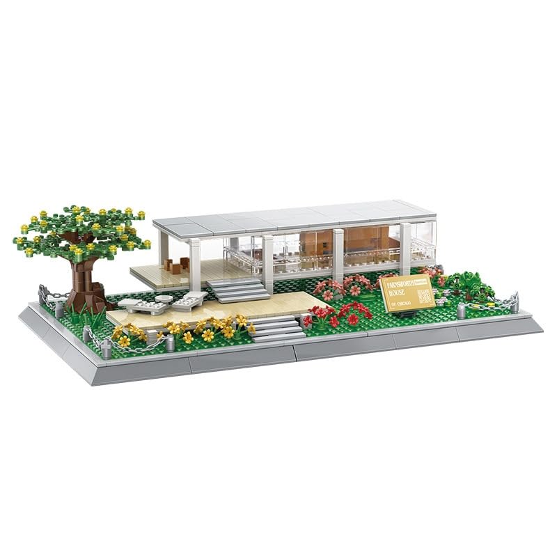 WANGE Architecture model to build with building blocks. Farnsworth House, USA.