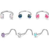 PANSYIRIS 6PCS Nose Septum Horseshoe Rings Jewelry Surgical Steel Earring Eyebrow Lip Helix Tragus Cartilage Rings Piercing Jewelry for Women Men 20G 8mm