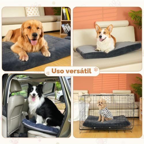EMPSIGN Reversible Dog Cushion (Hot & Cold), Waterproof Dog Mat for Large Dogs (35" x 22" x 3"), High Density Foam Dog Bed, Dog Mattress with Cover