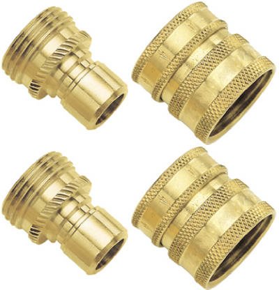 Gilmour 09QCGT 2-Piece Green Thumb Brass Quick Connector Set for Hose (2 Pack)