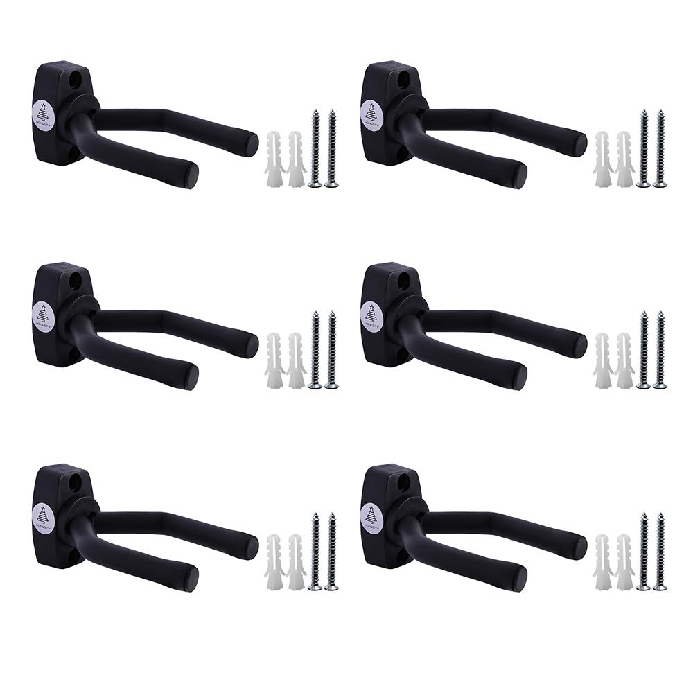 Guitar Hook 6-Pack, Wall Mount Guitar Bracket ，Premium Guitar Hooks Perfectly Displayed in Music Retail Stores/Bedrooms/Bars HONESTY