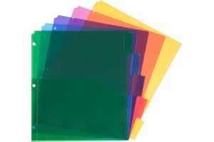 JAM PAPER Plastic Index 5-Tab Dividers with Double Pockets - 247.6 x 292.1 mm (9 3/4" x 11 1/2") - Multicolor - 5/Pack