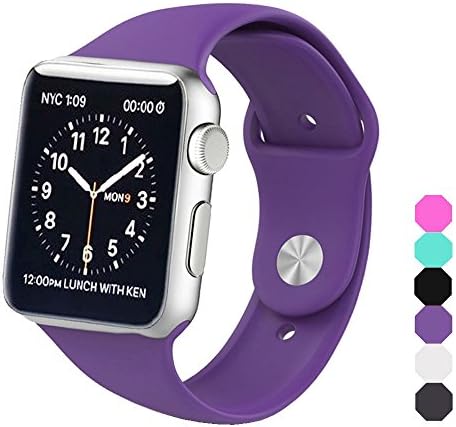 Apple Watch Band, Soft Silicone Sports Replacement Wristband for Apple Watch (Purple, 38mm-S/M)