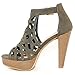 TRENDSup Collection Open Toe Ankle Strap Sandal – Western Bootie Stacked Heel Open Toe Cutout Shoes (6.5, Olive)