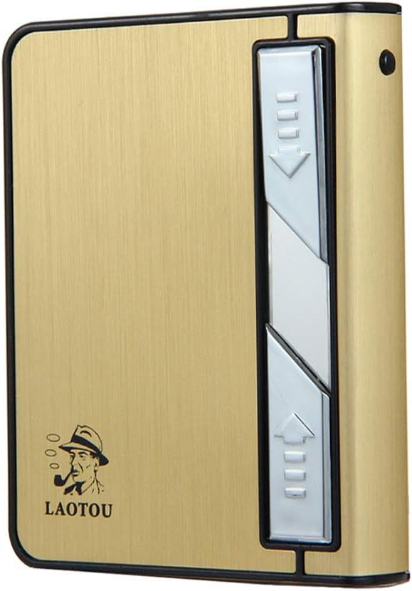 Moonwbak Cigarette Case Lighter, Multifunction Cigarette Box Holder USB Electric Rechargeable Cigar Lighter,Push Out Cigarette Holder with Electric Torch