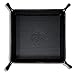 SIVEL + SHARP Vegan Leather Valet Tray - Embossed Catchall Tray with Brass Snaps (Black)