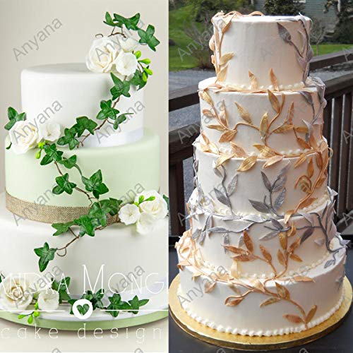 Anyana sugar leaf vine edible cake silicone fondant impression lace mat autumn cake decorating mold gum paste cupcake topper tool icing candy imprint baking moulds sugarcraft trimming