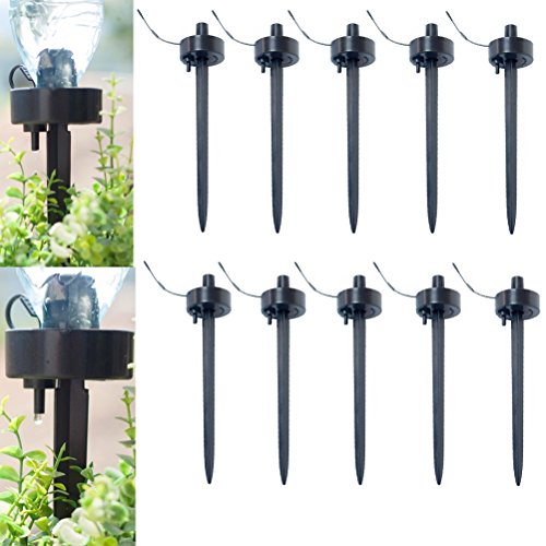 CoscosX 10 Pcs Automatic Self Watering Stakes Device Spikes Adjustable Flow Rate Drip DIY Vacation Watering Seepage Moving Controller Water Feeder Dropper Bottle Irrigation Plant Waterer Garden Cone