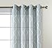 MIUCO Moroccan Embroidered Semi Sheer Curtains Linen Look Grommet Window Curtains for Bedroom 52 x 95 Inch 2 Panels, Sea Foam