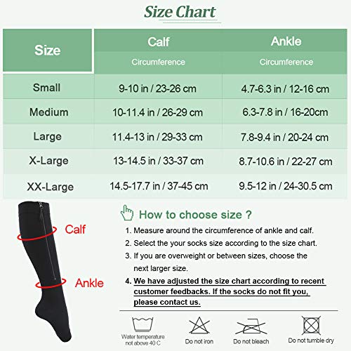 image for Ailaka Medical Zipper Compression Calf Socks 20-30 mmHg for Women & Me