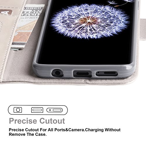 image for Galaxy S9 Case, Arae [Kickstand Feature] PU leather wallet case with [