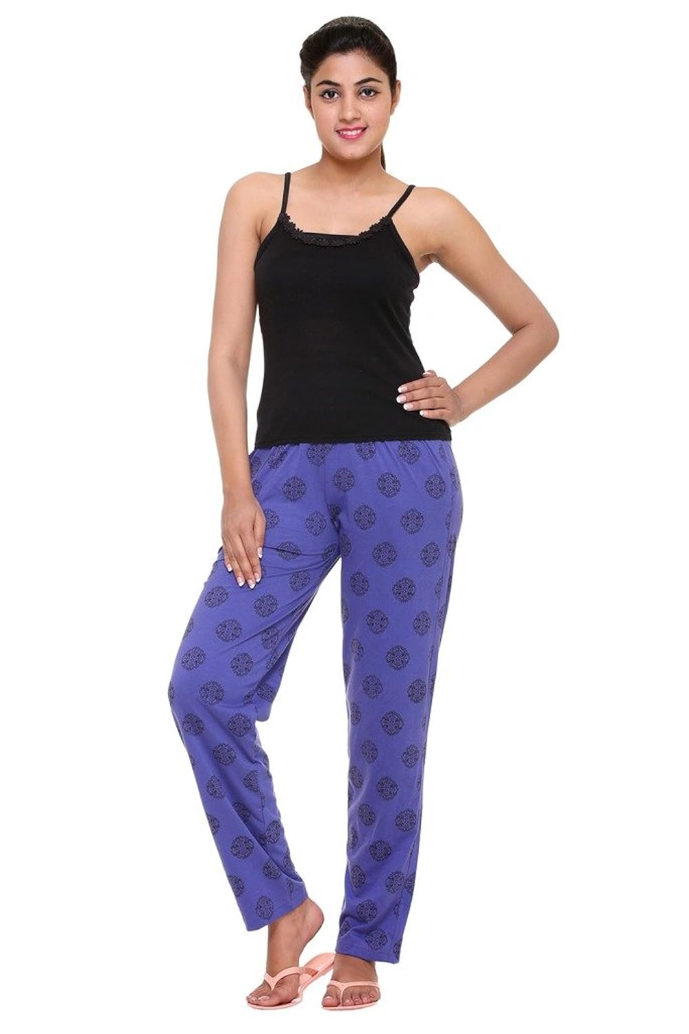 women's cotton blended printed lounge wear - track pants