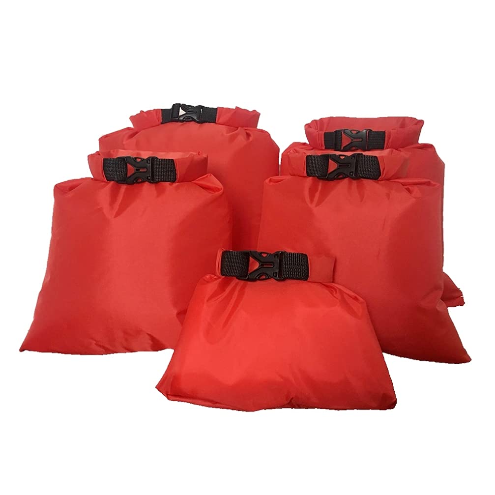 VORCOOL 5 PCS Portable Waterproof Dry Bag Upstream Drifting Bag 1.5L 2.5L 3.5L 4.5L 6L for Camping Boating Kayaking Rafting (Red)