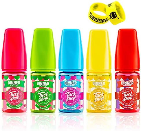 Dinner Lady – Tuck Shop Sweets E-Liquid - 25ml Shortfill No Nicotine High VG Fruity, Dessert Tobacco and Sweet Flavoured Ejuices – Sour Apple, Lemon Sherbert With Exclusive Vaping Outlaws Vape Band (Watermelon Slices)