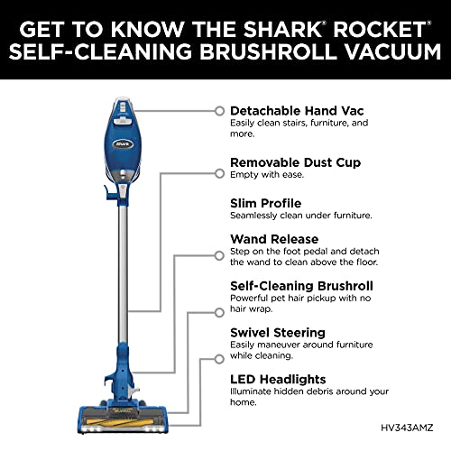 Shark HV343AMZ Rocket Corded Stick Vacuum with SelfCleaning Brushroll