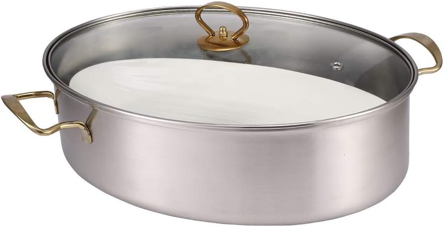 304 Stainless Steel Oval Fish Steamer and Steam Pot Set With Lid Steamer Saucepot for Steaming Fish, Boiling Soup, Roast Turkey