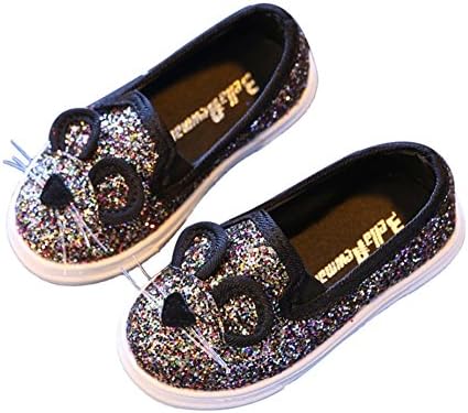 Otamise Girls' Cat Sequins Shallow Mouth Slip On Flat Shoes Gold US 12.5M