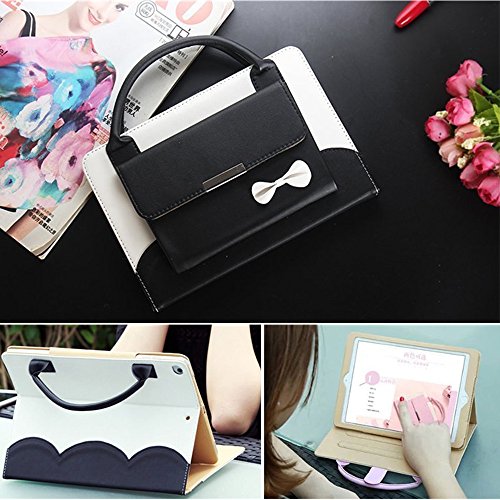 2018 iPad 6th Generation Case,elecfan PU Leather Handbag Smart Stand Case Auto Wake/Sleep Feature with Wallet File Pocket for Apple 2017&2018 iPad 9.7 - Black