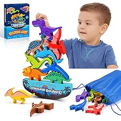 IPOURUP Dinosaur Toys for Kids 3-5: Wooden Stacking