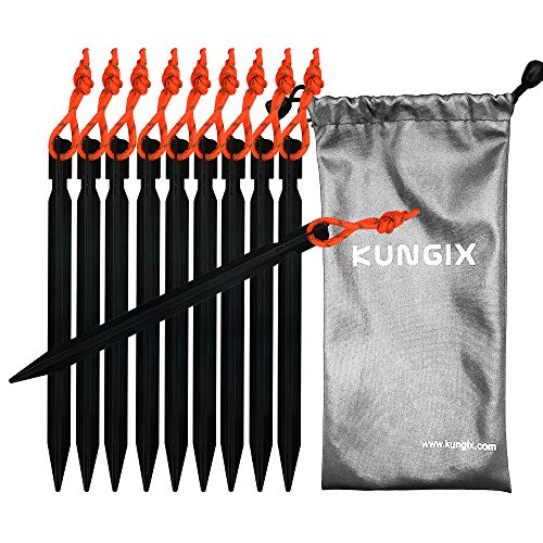KUNGIX Tent Stakes, 7" Aluminium Tent Stakes Lightweight with