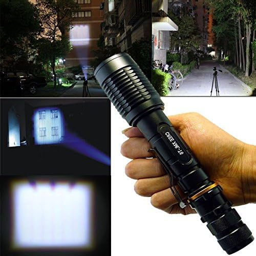 2000 Lumen Zoomable CREE XM-L T6 LED 18650 Black Flashlight Torch
