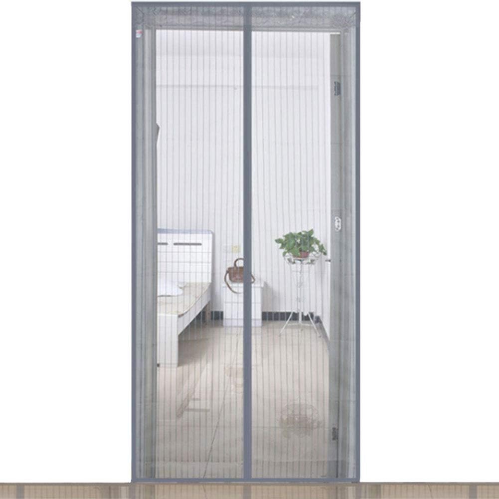 Magnetic fly screen door, Mosquito net Curtain Lace Mesh Full frame magic tape Anti pest-grey 150x240cm/59x94.5inch
