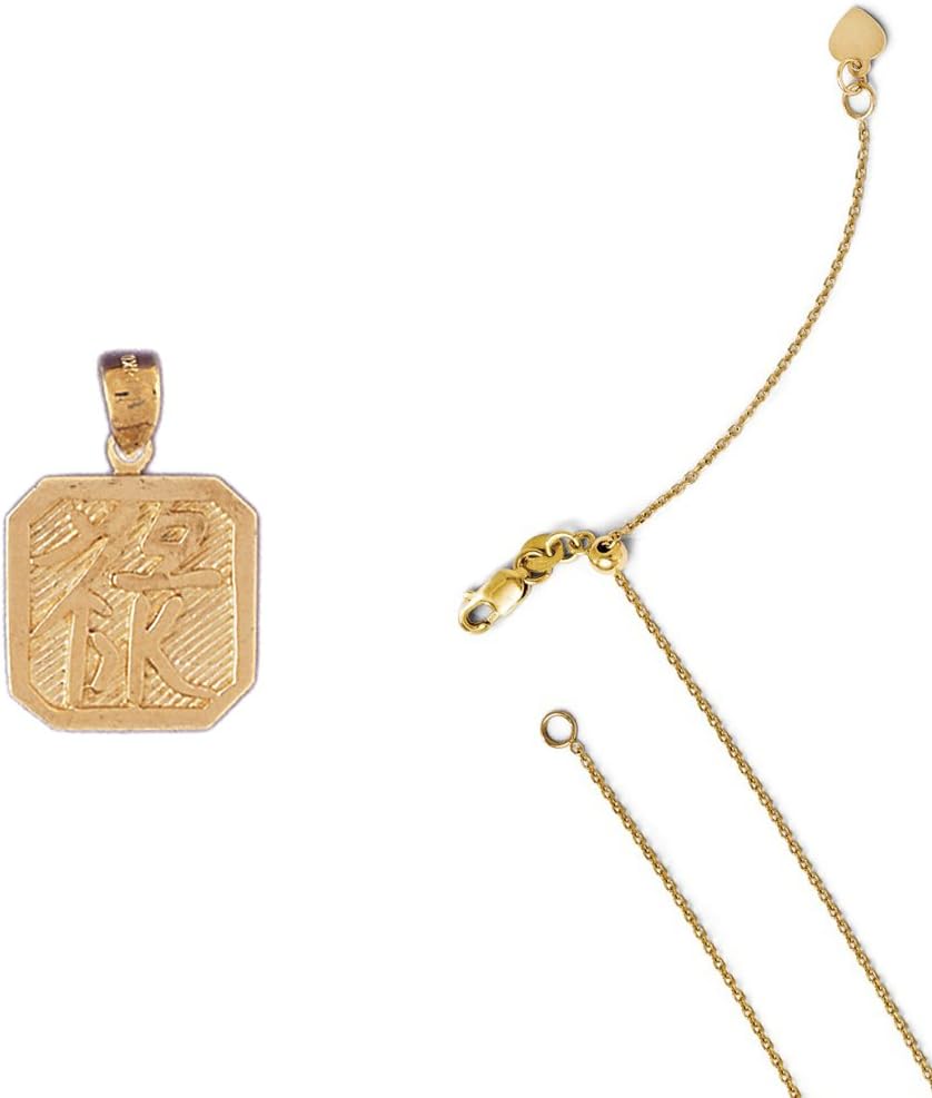 14K Yellow Gold Chinese Zodiacs - Rich Pendant on an Adjustable Chain Necklace