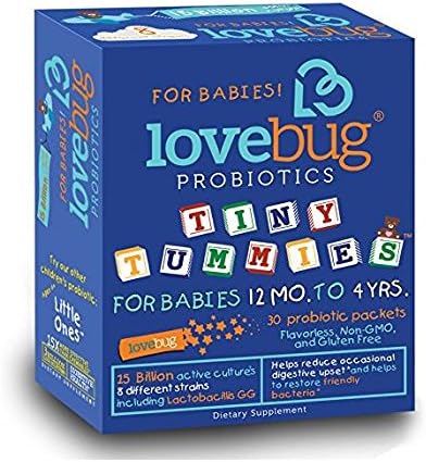 LoveBug Tiny Tummies Probiotics, 30 Packets, Probiotic support for Children 12 Months To 4 Years, for Intestinal and Digestive Health