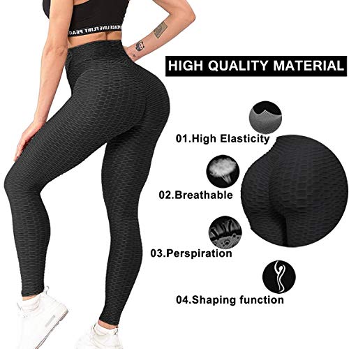 LAOTEPO Butt Lifting Anti Cellulite Sexy Leggings for Women High Waisted Yoga Pants Workout Tummy Control Sport Tights