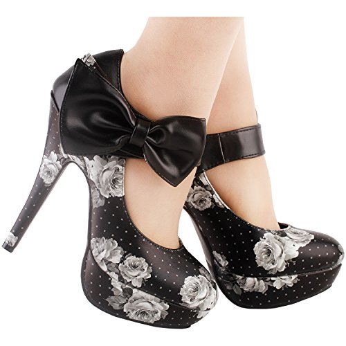 SHOW-STORY-Sexy-Ladies-Bow-Ankle-Strap-Stiletto-Platform-Pumps-ShoesLF30412