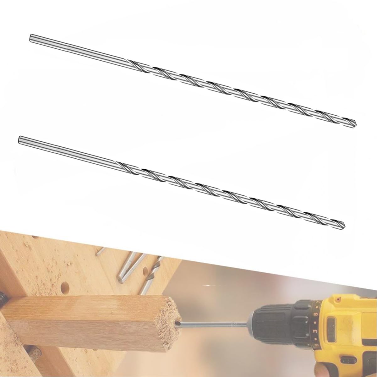 2 PCS 250MM X 4MM Extra Long Hss Drill Bit Set,Twist Drill Bits Straight Shank Tool Drill Bit (4MM)