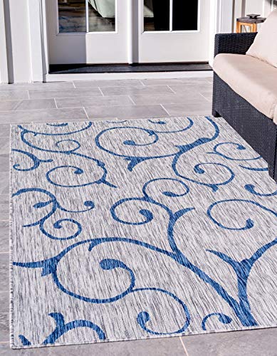 Unique Loom Outdoor Botanical Collection Area Rug - Curl (6' 1" x 9' Rectangle,…