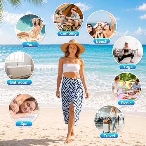 Hexify Toalla Playa XXL 90×180 cm, Toalla Grande de Microfibra de Secado RáPido, Toalla de BañO Sin Arena, Manta de Playa Mujer (Azul)