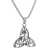 NIGHTCRUZ Celtic Knot Trinity Necklace, Good Luck Irish Pendant with Celtic Knot Moon Cat, Wiccan Necklace for Women