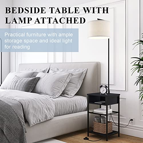 Floor Lamps with Table, End Table Lamp Attached Upgraded Long Cord Foot