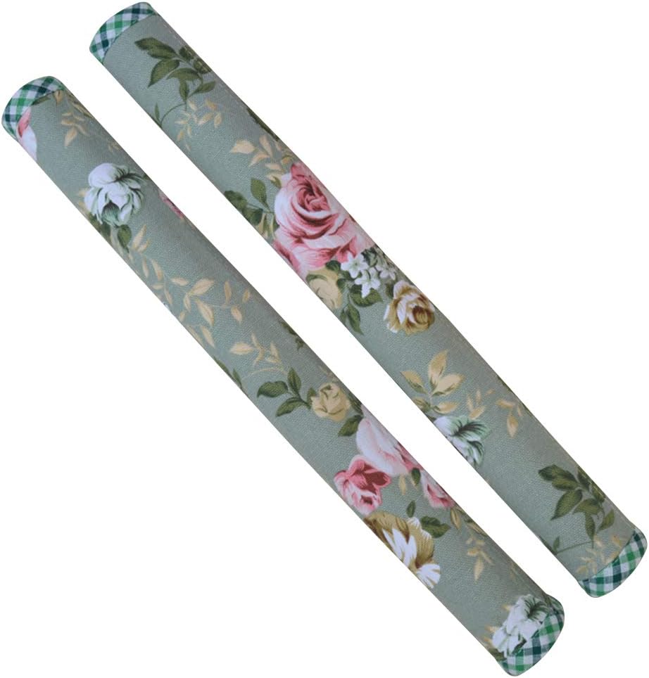 2X Refrigerator Door Handle Covers Protective Electrical kitchen Appliances Gloves Fridge Microwave Dishwasher Door Cloth Protector - Catches Drips,Smudges,Fingerprints Dust covers (Green Rose)