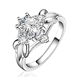 New 925 Silver Beautiful Clear Crystal Diamond Ring Engagement Wedding Ring Classic Design