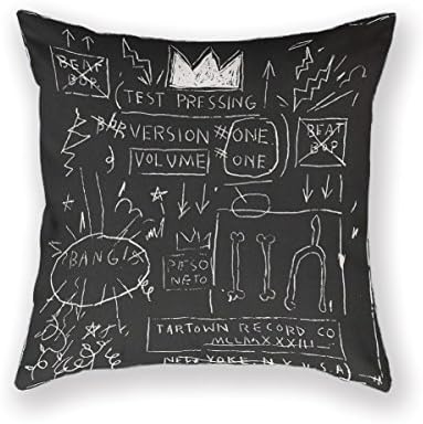 KarilShop Hip Hop Cute Famous Basquiat Record black Linen Throw Pillow Case Cushion Cover Home Sofa Decorative 18 X 18 Inch.
