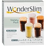 WonderSlim Meal Replacement Diet 15g Protein Shake & Pudding Mix - Variety Pack (7 Servings/Box)