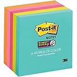 Post-it Super Sticky Notes, 2x Sticking Power, 3" x 3", Miami Collection, 5 Pads per Pack, 90 Sheets per Pad (654-5SSMIA)