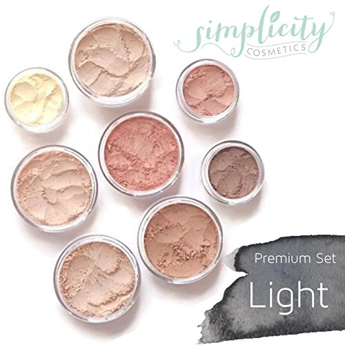 Mineral Makeup Premium Set - Light | Blush | Foundation | Sheer Powder | Eyeshadow | Bronzer | Under Eye Concealer | Starter Set