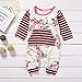 Newborn Baby Girls Long Sleeve Striped Flower Print Romper Hoodie with Pocket (3-6months, White)