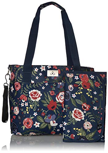 JuJuBe Encore Travel Diaper Tote Bag | Classic Collection | Lightweight, Everyday with Diaper Changing Pad | Midnight Posy, One Size